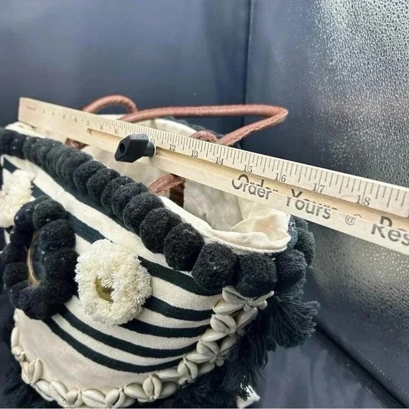 Figue Bardot Raj Palace Tuk Tuk Medium Tote – Boho Shell Embellished Cotton Bag - Picture 12 of 15